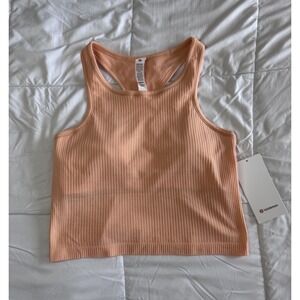 New Lululemon Ebb to Street Cropped Racerback Tank Top Size 10 Peach, Bra